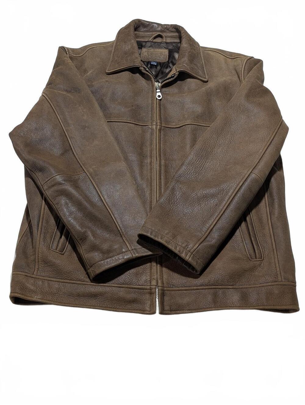 Vintage Denver Hayes Men’s L Brown 100% Leather Jacket Quilted Lined